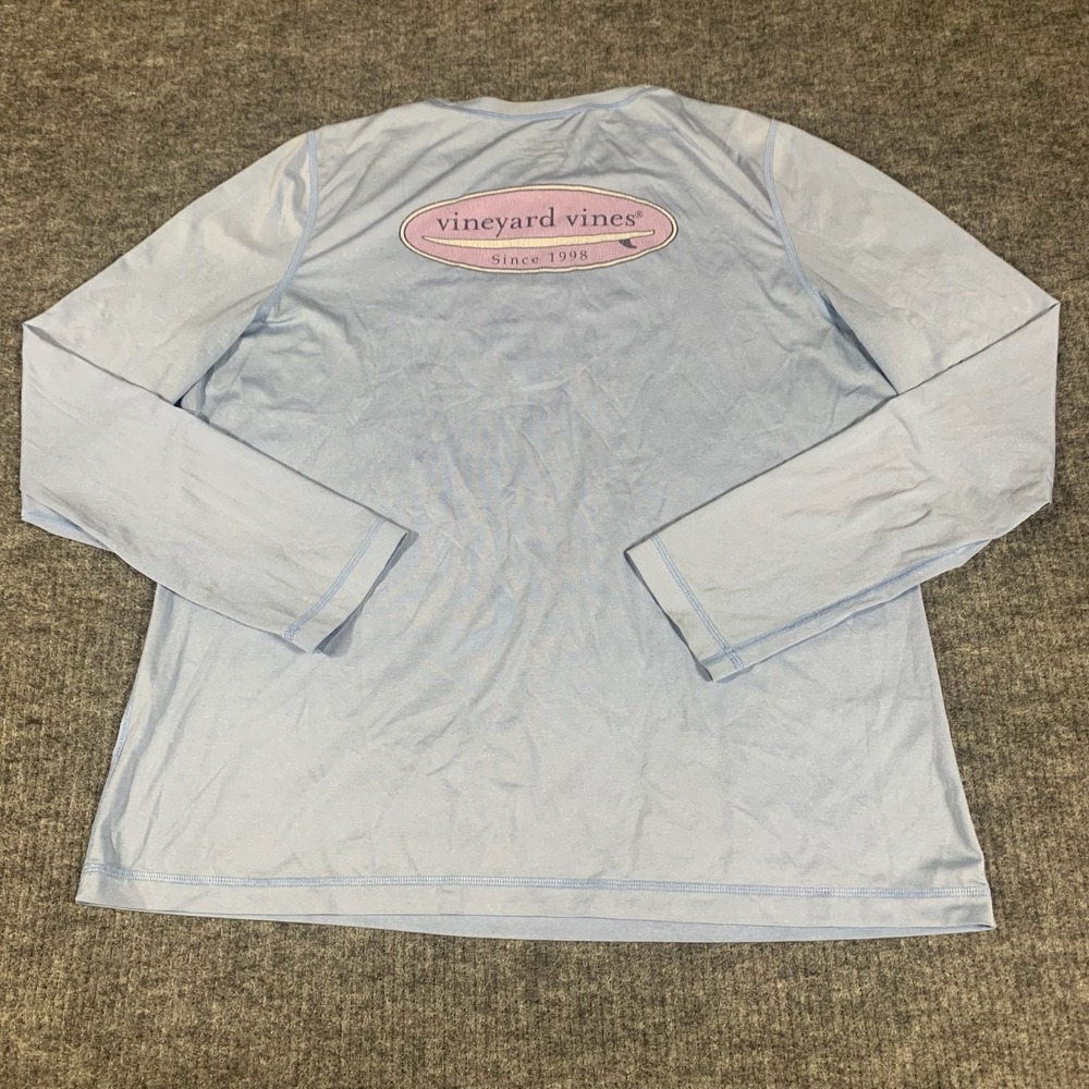 Vineyard Vines Shirt Mens Extra Large Blue Long Sleeve Performance Surf Outdoors